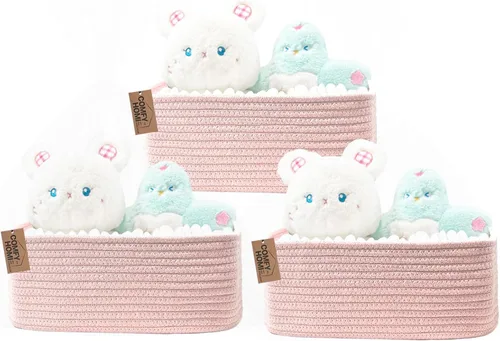 Miniatura 9 de COMFY-HOMI Cestas de almacenamiento de 11.5 x 7.5 x 4.7 pulgadas para organizar, cesta tejida de cuerda de algodón, caja de almacenamiento
