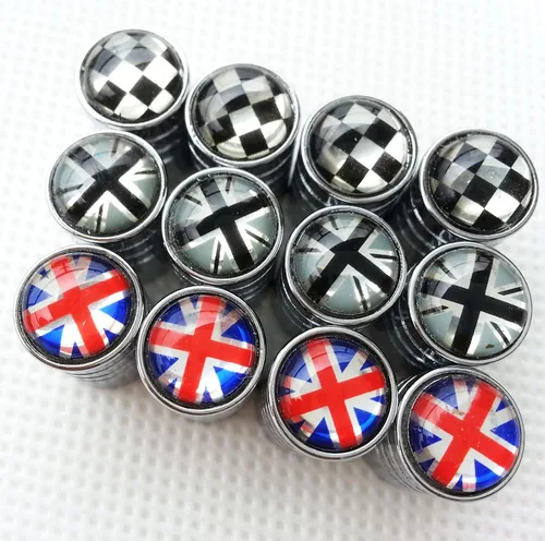 Miniatura 7 de Zorratin funda para tornillo del rin, con diseño de la bandera del Reino Unido y diseño cuadriculado, cromada, negro (Black Jack)