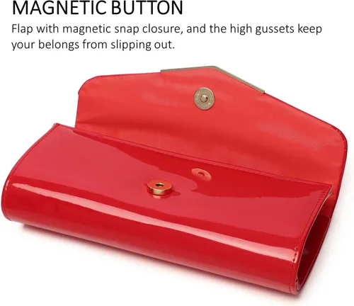 Miniatura 8 de Bolso de mano de cuero de charol para mujer, elegante bolso cruzado para el hombro, bolso para Navidad, boda, fiesta, baile de graduación