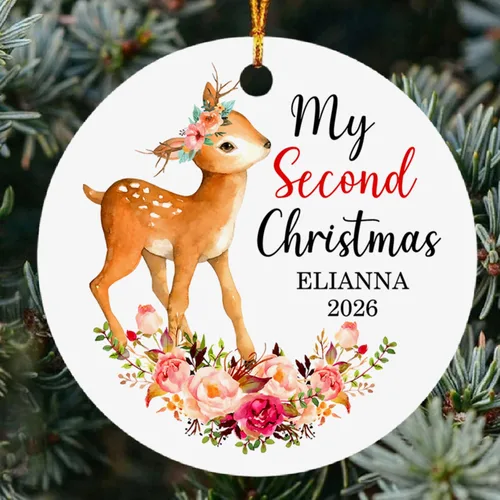 Miniatura 17 de Dino - Adorno de segunda Navidad para bebé, dinosaurio personalizado para niño/niña, regalo para nuevos padres, cumpleaños personalizado y nombre