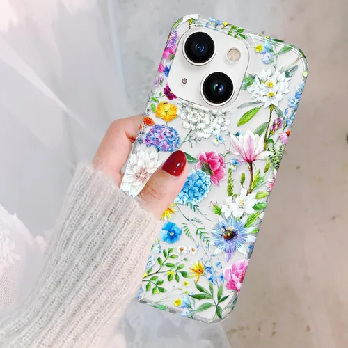 Miniatura 7 de J.west Funda para iPhone 13 de 6,1 pulgadas, diseño femenino lindo diseño de fundas para mujer, suave y delgado, diseño floral flores silvestres