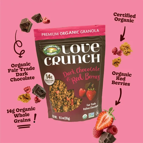 Miniatura 3 de Love Crunch - Granola orgánica de chocolate oscuro y bayas rojas, 11.5 oz (Paquete de 1), sin OMG, comercio justo, de Nature's Path