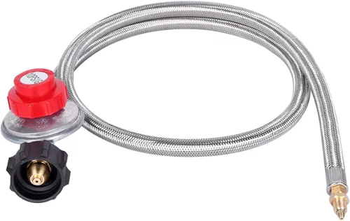 Miniatura 2 de GasSaf conector de parrilla de 4 pies y de 0 a 10 psi regulador de propano ajustable de alta presión con manguera para parrilla de mesa, mesa