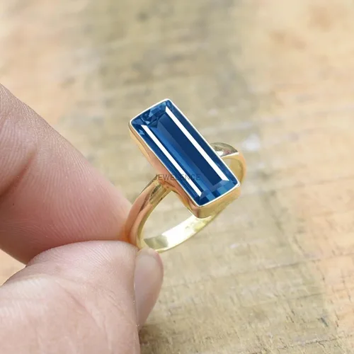 Miniatura 51 de Anillo de plata de ley maciza superpuesta de oro amarillo de 18 quilates para mujer, anillo de compromiso de plata esterlina, juego de bisel