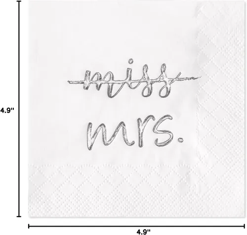 Miniatura 7 de Crisky Servilletas de cóctel plateadas de 3 capas de Miss to Mrs para despedida de soltera, compromiso, despedida de soltera, postre, mesa