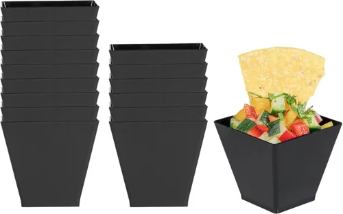 Miniatura 25 de Restaurantware - Tazas Kova de 5 onzas, 100 tazas cuadradas medianas para aperitivo: duradero, desechable, taza de parfait de plástico transparente