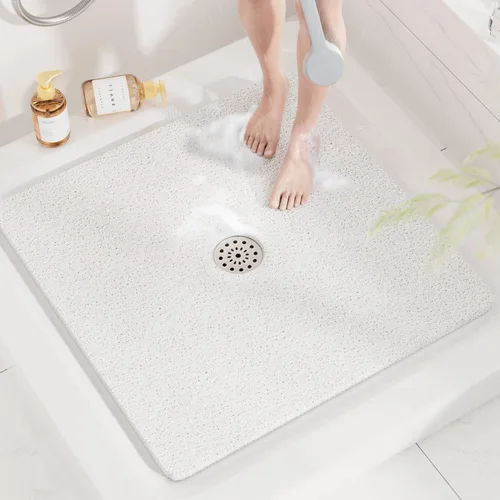 Miniatura 20 de HITSLAM - Tapete cuadrado para ducha, de 24 x 24 pulgadas, tapete de baño antideslizante para bañera, tapetes de baño de alcachofa de PVC suave