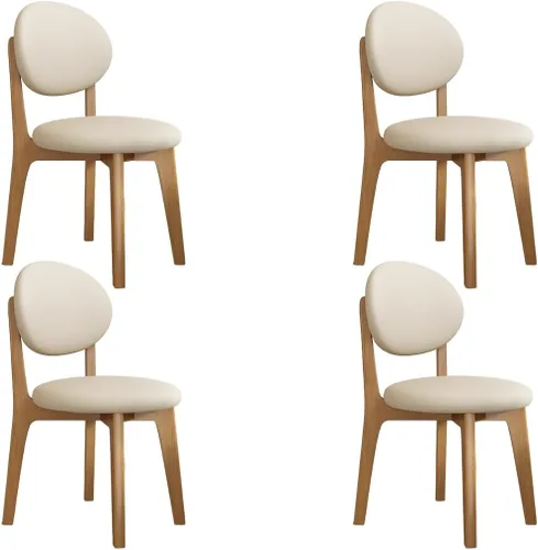 Miniatura 46 de YVYKFZD Juego de sillas de comedor, sillas de cocina de madera maciza, silla de comedor de granja con respaldo curvo, silla tapizada de cuero