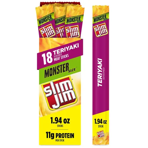 Miniatura 13 de Slim Jim Monster - Palitos de carne ahumada, sabor a coney de queso con chile sónico, alto contenido de proteínas, regalo de carne y queso