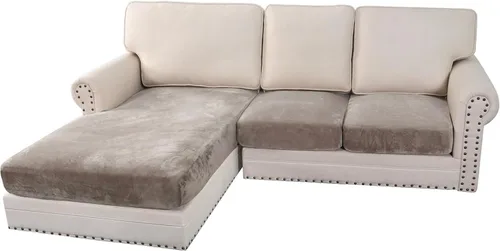 Miniatura 102 de H.VERSAILTEX - Funda de terciopelo elástica y afelpada para protección de cojines de sofá biplaza, silla o sofá, 2 piezas, tamaño grande, color gris