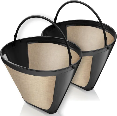 Paquete de 2 filtros de café de cono permanente reutilizables #4, compatibles con cafeteras Cuisinart de 10 a 14 tazas (DCC-3200, DCC-1200,