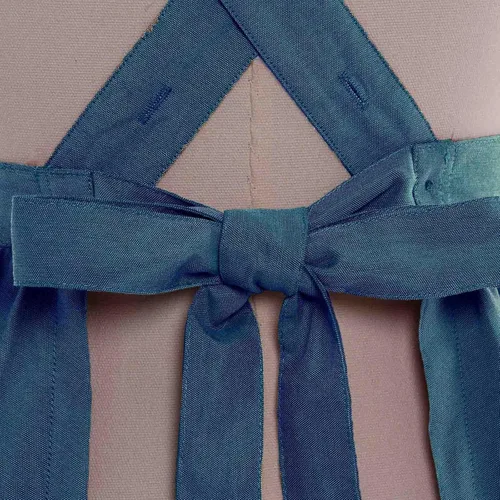 Miniatura 6 de Vibsion Delantal vintage con volantes para mujer, delantales de cocina de jardín con espalda cruzada Azul