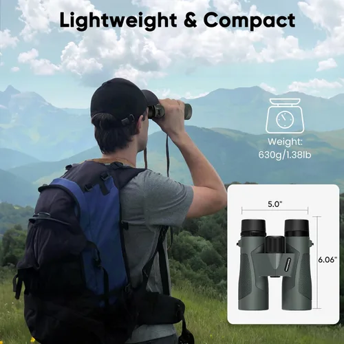 Miniatura 4 de Prismáticos WOSPORTS de 10x42 para Adultos - Prismáticos Impermeables IP67 para Observación de Aves, Acampada, Senderismo