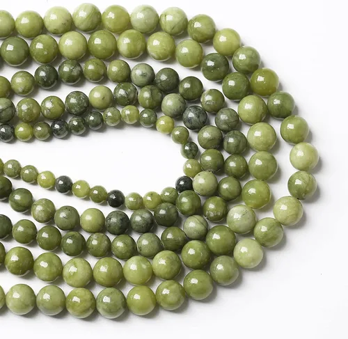 Miniatura 3 de Cuentas de jade verde chino natural, piedras preciosas, cuentas redondas sueltas para hacer joyas, pulsera DIY, collar, 8mm, 45 piezas, 15 pulgadas