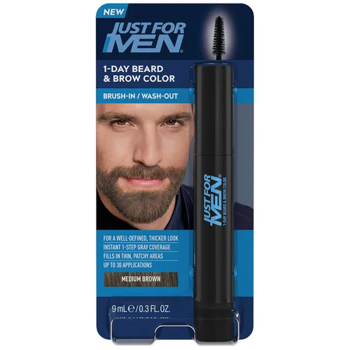 Miniatura 13 de Just for Men Color de barba y cejas de 1 día, color temporal para barba y cejas, para un aspecto más completo y bien definido, hasta 30 Marrón claro