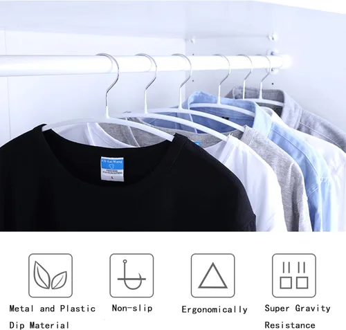 Miniatura 3 de Paquete de 20 perchas doradas – Perchas delgadas antideslizantes resistentes para chaquetas y camisetas – Ahorro de espacio (blanco)