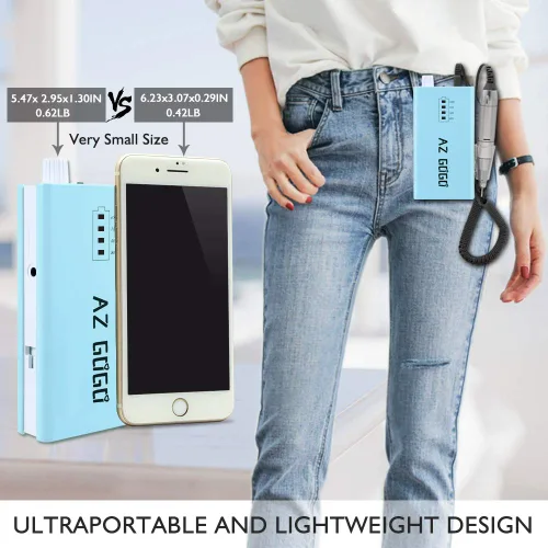 Miniatura 2 de AZ GOGO - Taladro de uñas portátil de 30000 RPM, taladro eléctrico profesional recargable para uñas de gel acrílico, manicura/pedicura, pulido
