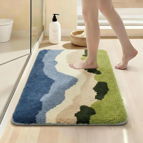 Alfombra de baño de 24 x 16 pulgadas, absorbente, antideslizante, lavable a máquina, alfombra de baño suave para suelo de baño, ducha, bañera,