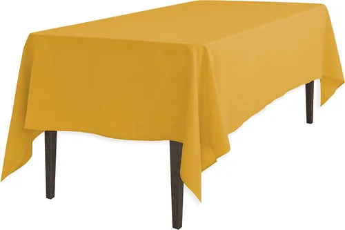 Miniatura 14 de Linenlanding Mantel rectangular de 60 x 102 pulgadas para mesa circular para bodas, mesas de bufé, fiestas, cenas de vacaciones (1, azul bebé)