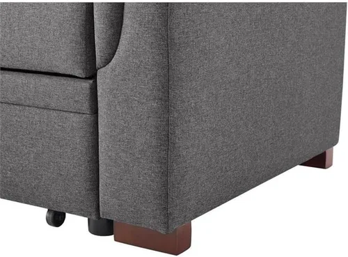 Miniatura 6 de BOWERY HILL Sofá cama modular reversible de lino gris acero con almacenamiento, tapicería de mezcla de algodón, cama extraíble, cojines copetudos