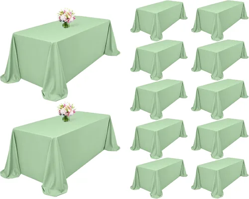 Miniatura 83 de Showgeous Paquete de 4 manteles rectangulares de poliéster de 60 x 102 pulgadas, resistentes a las arrugas, lavables, para bodas, mesas de comedor