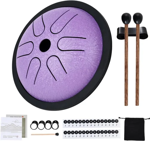 Yahpetes Tambor de Lengua de Acero Instrumento de Percusión Musical Tambor de Lluvia de Metal para Exteriores 5.5 Pulgadas 6 Notas Clave de Do para