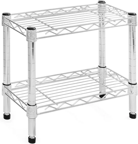 Miniatura 7 de SI Estantería de alambre cromado de 8 pulgadas de profundidad x 42 pulgadas con estantes de 2 niveles, capacidad de 800 libras cada uno, moderno