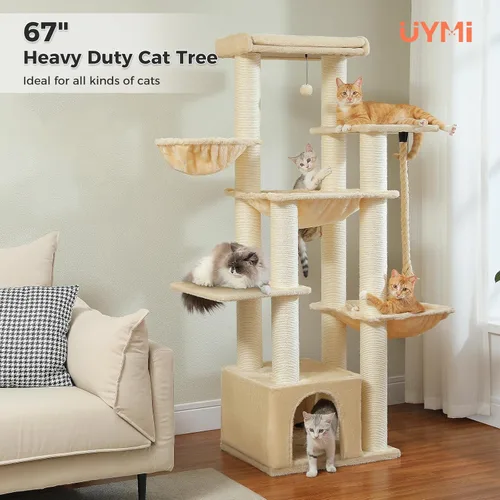 Miniatura 2 de Árbol para gatos resistente de 67 pulgadas para gatos grandes adultos de interior, torre XXL para gatos con 13 postes rascadores gruesos (φ4.3)