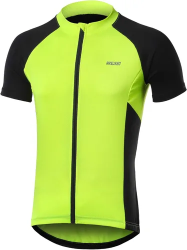 ARSUXEO Camiseta de ciclismo de manga corta para hombre, camiseta de ciclismo MTB con bolsillo con cremallera 655