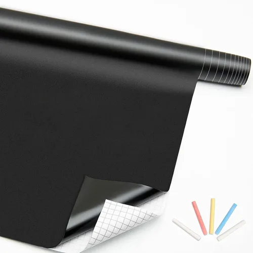 Rollo de papel adhesivo extragrande para pizarra, de pelar y pegar, con 5 gis incluidos, papel tapiz para pizarra, papel de contacto para pintura de