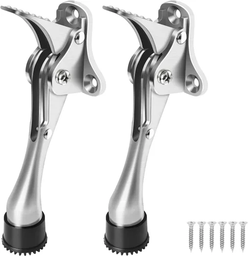 Miniatura 16 de Topes de puerta abatibles de 6 pulgadas con punta de goma antideslizante, soporte inferior resistente de un solo toque, tope de puerta de metal