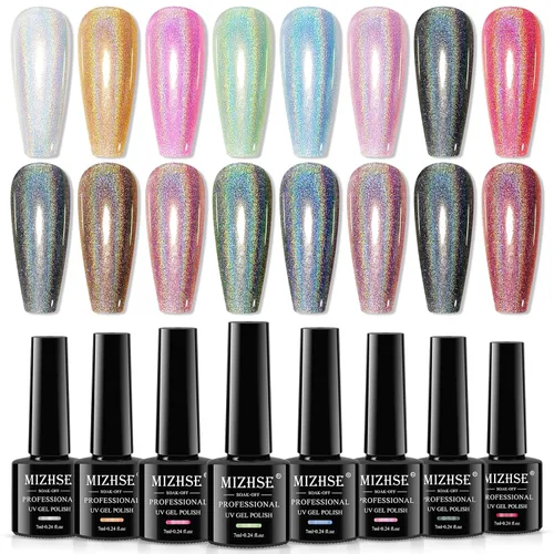 Miniatura 13 de MIZHSE - Juego de esmalte de uñas de gel de ojo de gato 9D de 8 colores, kit de esmalte de gel magnético mejorado con barra magnética, esmalte de A