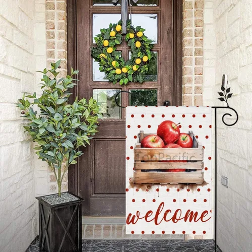 Miniatura 4 de Cesta de 12 x 18 pulgadas, bandera de jardín de manzana, primavera, verano, floral, de doble cara para exteriores, vertical, vacaciones, temporada