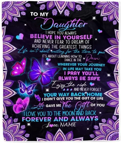 Miniatura 34 de Manta personalizada con texto en inglés «To My Daughter from Mom Dad Give You A Big Love Hug Butterfly Daughter Birthday»