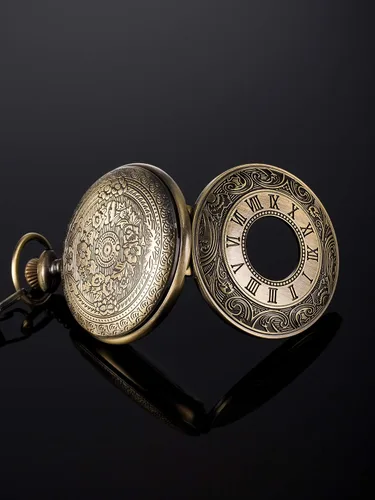 Miniatura 5 de Hicarer Reloj de bolsillo vintage de acero para hombre con cadena