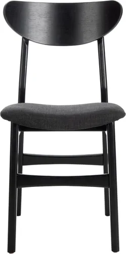 Miniatura 6 de SAFAVIEH Furniture Lucca - Juego de 2 sillas de comedor retro, color negro, madera, diseño tapizado de mediados de siglo, ideal para comedor, Cojín