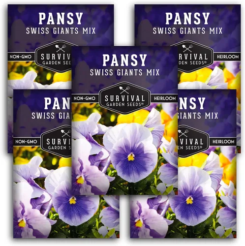 Miniatura 11 de Survival Garden Seeds - Semillas de pensamiento Swiss Giant Mix para plantar - Paquete con instrucciones para plantar y cultivar pensamientos