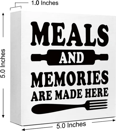 Miniatura 2 de LVQHI Meals and Memories are Made Here - Letrero decorativo para encimera de cocina, divertida caja de madera de granja para decoración del hogar