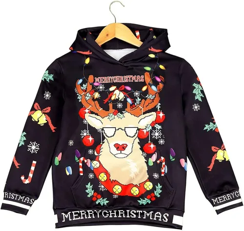 Sudadera con capucha de Navidad para niños chicosniñas con sudadera de Navidad disfraz de Chrismas