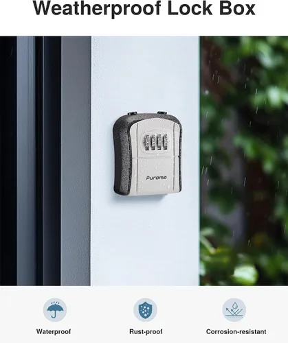 Miniatura 7 de Puroma Caja de seguridad, caja de cerradura portátil con mango de cable extraíble, caja de bloqueo de combinación reiniciable, caja de seguridad