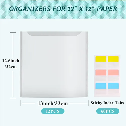 Miniatura 2 de Caydo 12 piezas de almacenamiento de papel para álbumes de recortes con pestañas adhesivas de índice para sostener álbumes de recortes de 12 x 12