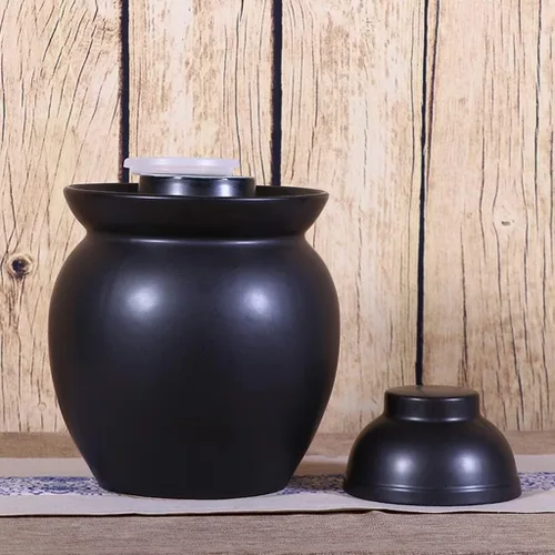 Miniatura 2 de ZHOUXIAO Tarro de encurtido de porcelana china, olla Kimchi gruesa con tapa, recipientes sellados de cerámica para almacenamiento de alimentos