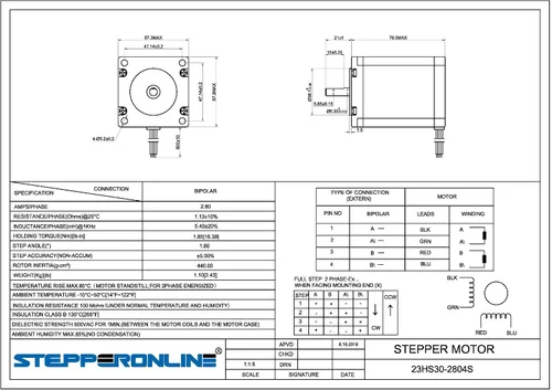 Miniatura 4 de STEPPERONLINE CNC motor paso a paso Nema 23 Bipolar 2.8A 269oz.in/1.9Nm CNC Mill Torno Router