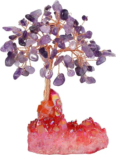 Miniatura 13 de Mookaitedecor - Árbol de cristal con base de cuarzo, bonsái para la riqueza y buena suerte