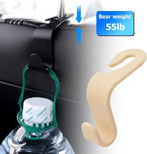 Miniatura 4 de 4 ganchos para reposacabezas de asiento de coche, soporte de colgador para asiento trasero, organizador de vehículo universal y elegante