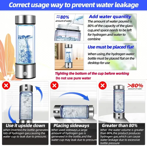 Miniatura 7 de Generador de botellas de agua de hidrógeno, paquete de 2 unidades 2025 w SPE/PEM Tech, ionizador de agua hidrogenado portátil, máquina de agua