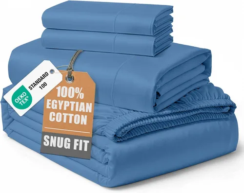 Miniatura 27 de Lane Linen Sábanas 100% de algodón egipcio, tamaño King, naturalmente transpirables y duraderas, cómodas para el invierno, ultra suaves, comodidad
