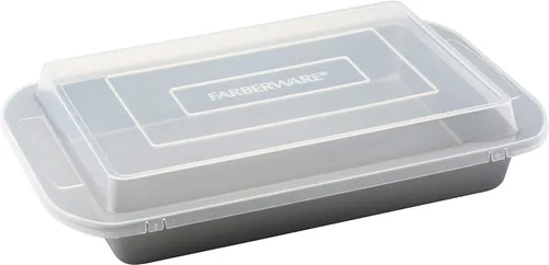 Miniatura 2 de Farberware Bandeja antiadherente para hornear con tapa/molde antiadherente para tartas, rectangular, 9 x 13 pulgadas, gris y cuadrado, 9 pulgadas