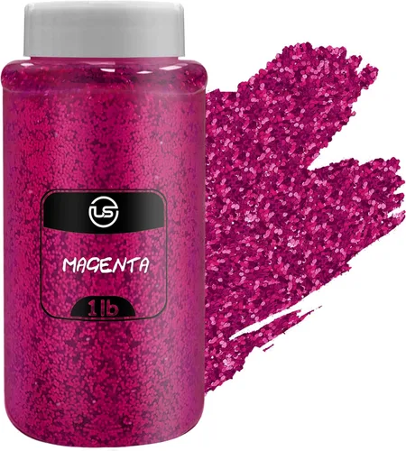 Purpurina a granel, purpurina fina magenta para manualidades, resina y álbumes de recortes, botellas agitadoras de 1 libra/16 onzas, ideales para