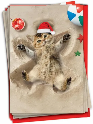 Miniatura 9 de The Best Card Company Paquete de 12 tarjetas de Navidad con sobres, humor navideño para hombres y mujeres (1 diseño, 12 tarjetas) – Playa tropical